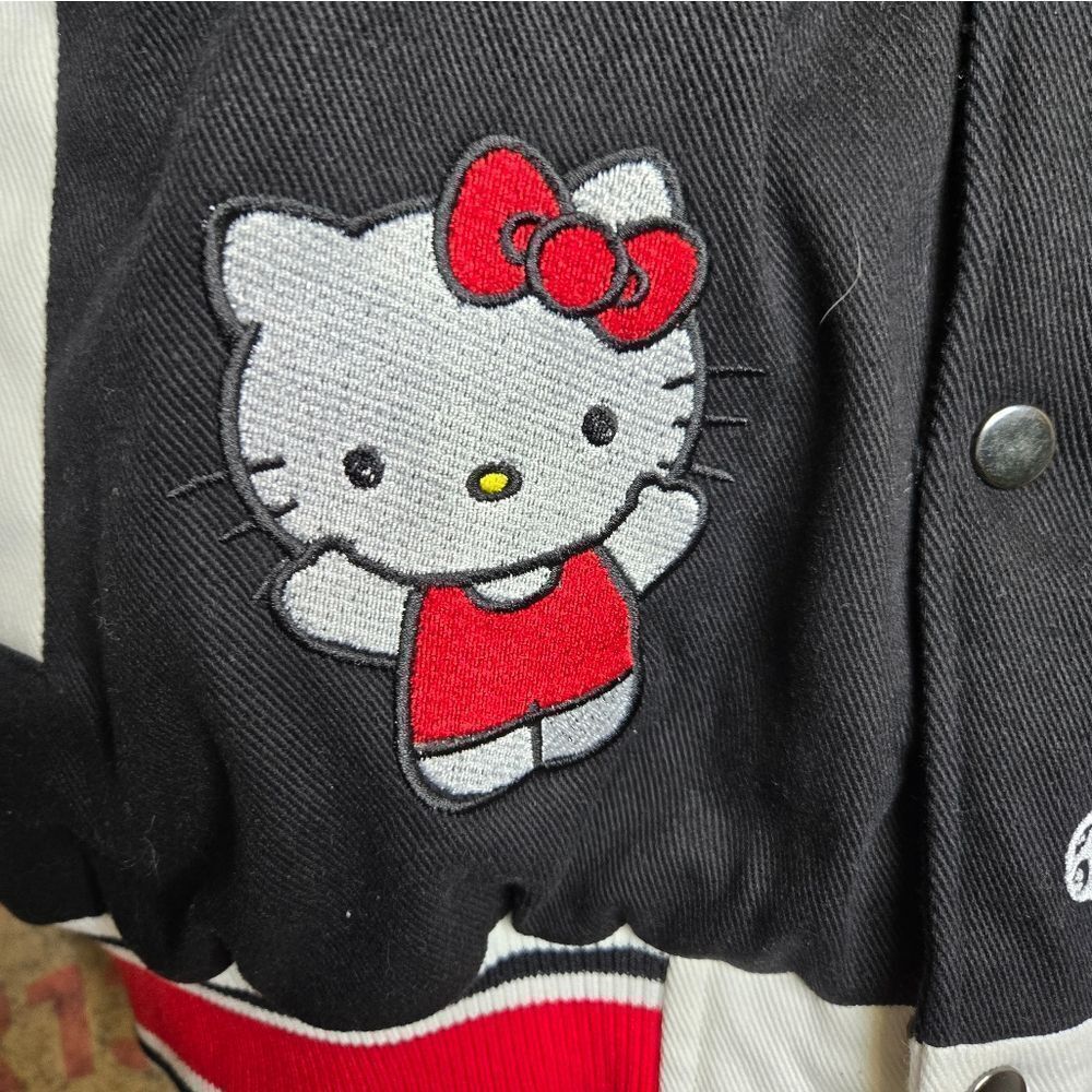 HELLO KITTY x Dumbgood varsity black and white unisex jacket L - Picture 7 of 17